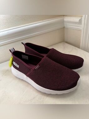 adidas Maroon Knit Slip-On Sneakers with White Sole